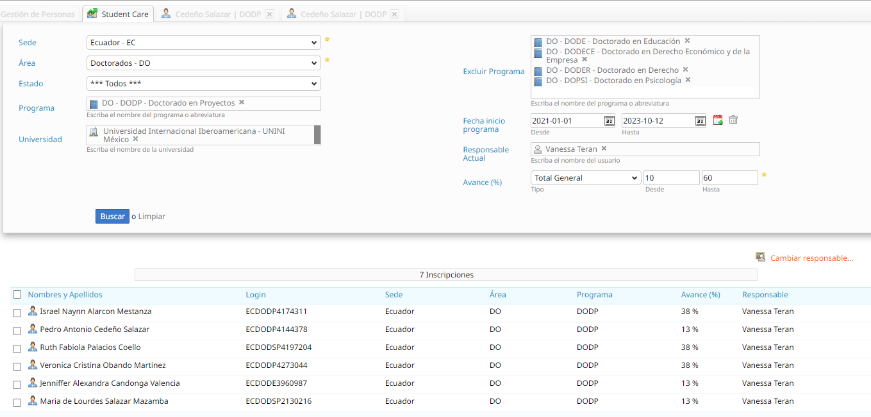 Ficha actualizada con su nuevo responsable